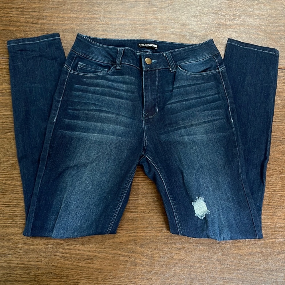 FashionNova Darkwash Ripped Jeans